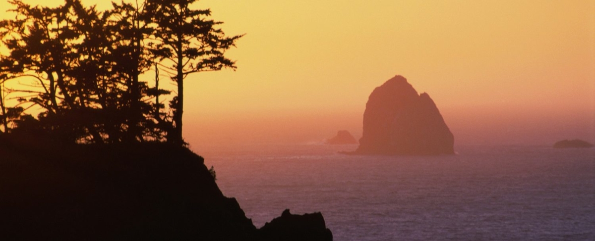 Oregon coast at sunset.