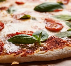 Close up of artisinal pizza.