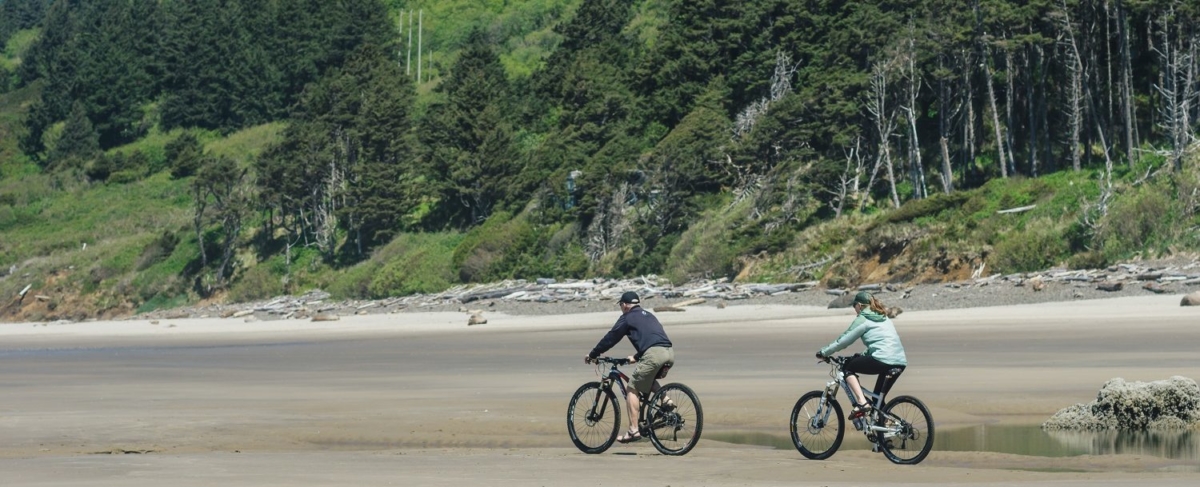 Bikers on Arcadia Beach.