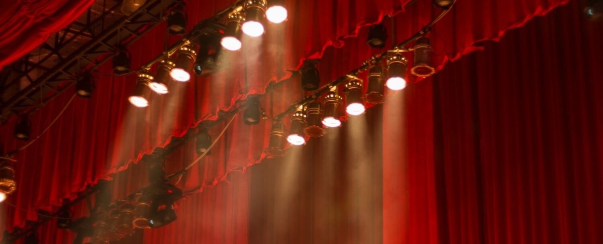 Theater curtains and lights.
